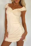 Sexy Solid Stringy Selvedge V Neck A Line Dresses