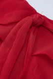 Sexy Solid Flounce Square Collar Dresses