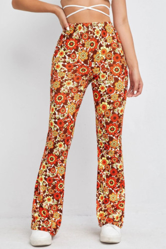 Casual Vacation Print Flowers Regular Mid Waist Speaker Full Print Bottoms