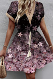 Casual Floral Frenulum V Neck A Line Dresses