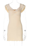 Sexy Solid Stringy Selvedge V Neck A Line Dresses