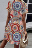 Casual Floral Frenulum V Neck A Line Dresses