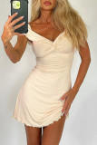 Sexy Solid Stringy Selvedge V Neck A Line Dresses