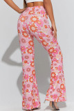 Casual Print Flowers Patchwork Regular Mid Waist Speaker Full Print Bottoms