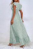 Sweet Elegant Print Polka Dot Flounce V Neck A Line Dresses