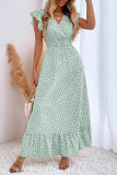 Sweet Elegant Print Polka Dot Flounce V Neck A Line Dresses