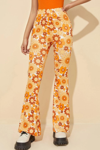 Casual Print Flowers Patchwork Regular Mid Waist Speaker Full Print Bottoms