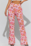 Casual Print Flowers Patchwork Regular Mid Waist Speaker Full Print Bottoms