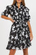 Vintage Elegant Floral Buckle With Belt Mandarin Collar Printed Dresses