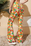 Casual Print Flowers Patchwork Regular Mid Waist Speaker Full Print Bottoms