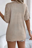Casual Solid Weave Cardigan Collar Outerwear