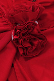 Sexy Solid Appliques Flounce Off the Shoulder Sleeveless Two Pieces