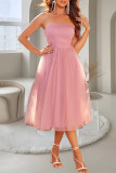 Celebrities Elegant Solid Mesh Strapless Princess Dresses