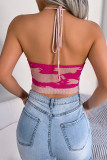 Sexy Animal Print Backless Weave Halter Tops