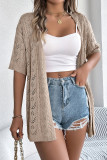 Casual Solid Weave Cardigan Collar Outerwear