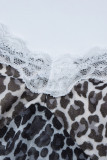 Sexy Vintage Leopard Mesh V Neck Sling Dresses