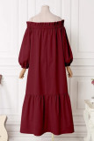 Casual Solid Patchwork Off the Shoulder A Line Dresses