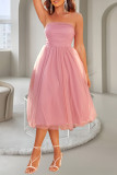 Celebrities Elegant Solid Mesh Strapless Princess Dresses