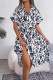 Casual Vintage Animal Print Print Bandage Buttons Turndown Collar Shirt Dresses