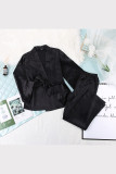 Casual Simplicity Solid Bandage V Neck Long Sleeve Two Pieces
