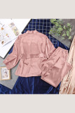 Casual Simplicity Solid Bandage V Neck Long Sleeve Two Pieces