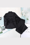 Casual Simplicity Solid Bandage V Neck Long Sleeve Two Pieces