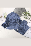 Casual Simplicity Solid Bandage V Neck Long Sleeve Two Pieces