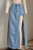 Casual Street Solid Make Old Slit High Waist Type A Solid Color Bottoms