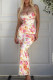 Sexy Floral Backless V Neck Pencil Skirt Dresses