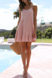 Casual Simplicity Solid Patchwork V Neck Sling Dresses