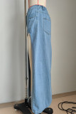 Casual Street Solid Make Old Slit High Waist Type A Solid Color Bottoms