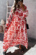 Vintage Elegant Print Flowers Frenulum V Neck A Line Dresses