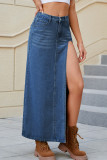 Casual Street Solid Make Old Slit High Waist Type A Solid Color Bottoms