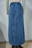 Casual Street Solid Make Old Slit High Waist Type A Solid Color Bottoms