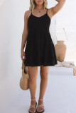 Casual Simplicity Solid Patchwork V Neck Sling Dresses