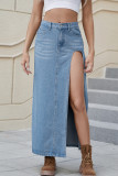 Casual Street Solid Make Old Slit High Waist Type A Solid Color Bottoms