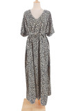 Vintage Vacation Print Leopard Slit Swimwears Cover Up