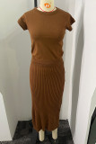Elegant Solid Patchwork Half A Turtleneck Sleeveless Two Pieces