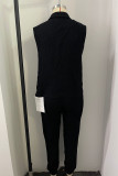 Casual Simplicity Solid Draw String V Neck Sleeveless Two Pieces