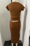Elegant Solid Patchwork Half A Turtleneck Sleeveless Two Pieces