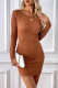Sexy Solid Hollowed Out Backless Texture O Neck Wrapped Skirt Dresses