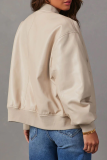 Casual Street Solid Zipper O Neck Outerwear