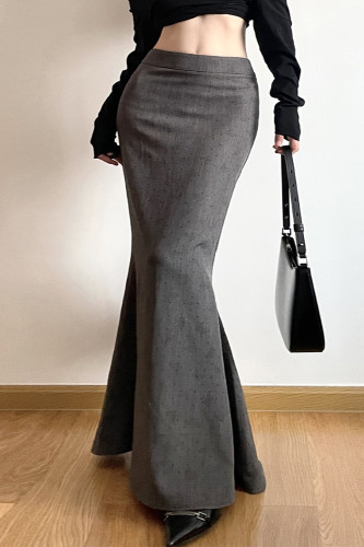 Elegant Solid Hot Drill Regular High Waist Solid Color Bottoms
