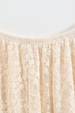 Elegant Solid Lace Asymmetrical High Waist Solid Color Bottoms