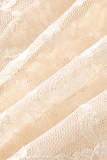 Elegant Solid Lace Asymmetrical High Waist Solid Color Bottoms