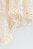 Elegant Solid Lace Asymmetrical High Waist Solid Color Bottoms