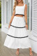 Casual Patchwork Ripple Frenulum Contrast Square Collar Sleeveless Two Pieces
