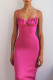 Sexy Solid Backless Fold V Neck Wrapped Skirt Dresses