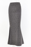 Elegant Solid Hot Drill Regular High Waist Solid Color Bottoms