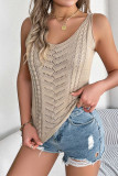 Sexy Solid Hollowed Out V Neck Tops